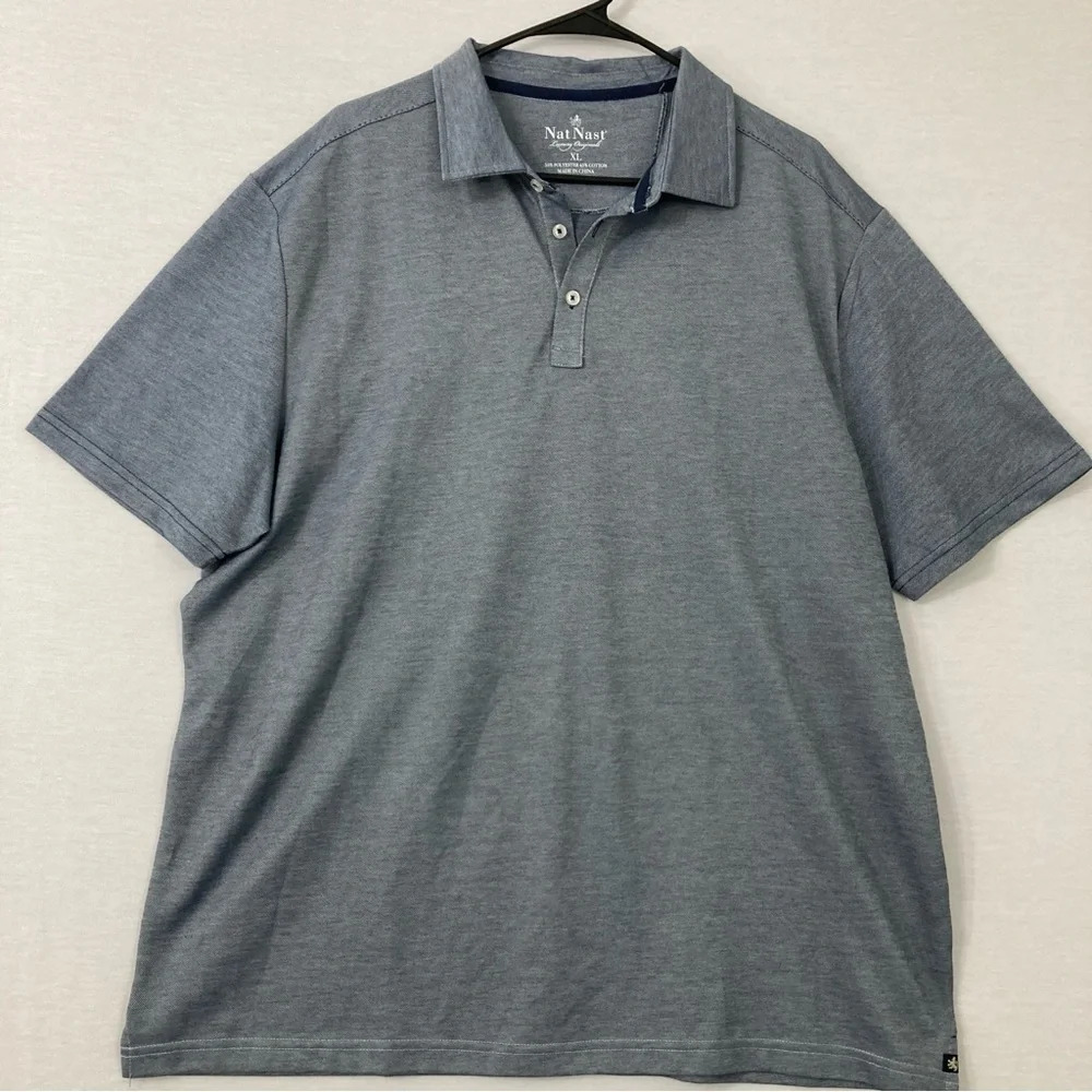 Nat Nast Gray Stretch Short Sleeve Polo Shirt size XL‎